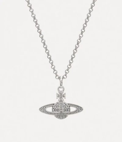 Vivienne Westwood Man. Mini Bas Relief Orb Pendant Necklace Silver Zirconia Men