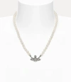 Vivienne Westwood Man. Mini Bas Relief Pearl Necklace Silver Swarovski Pearls Men In Silver