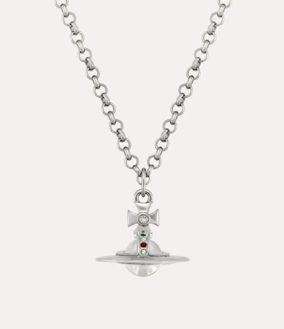 Vivienne Westwood Man. New Tiny Orb Pendant Necklace Silver Cubic Zirconia Men In Metallic