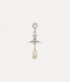 Vivienne Westwood Man. Pearl Drop Single Earring Silver Cubic Zirconia / Pearls Men In Silver