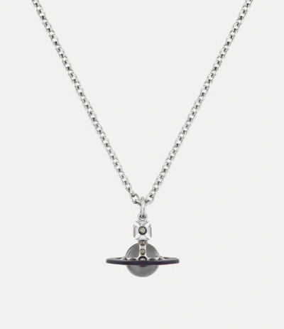 Vivienne Westwood Man. Petite Original Orb Pendant Necklace Platinum-dark-purple-black-diamond-enamel-smokey Platinum-