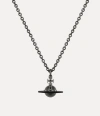 Vivienne Westwood Man. Petite Original Orb Pendant Necklace Ruthenium-black-enamel-black-cz-black-diamond Ruthenium-bl In Ruthenium-black-enamel-black-cz-black-diamond