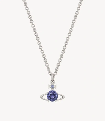 Vivienne Westwood Man. Reina Pendant Necklace Platinum-lavender-cz Platinum-lavender-cz Men In Blue