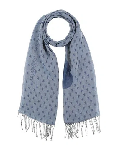 Vivienne Westwood Man Scarf Blue Size - Cotton, Polyester, Viscose In Gray