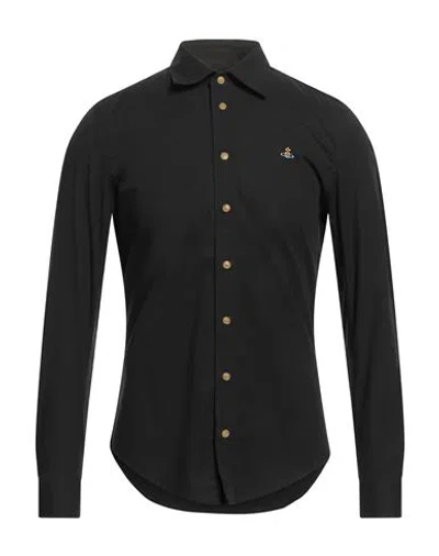 VIVIENNE WESTWOOD VIVIENNE WESTWOOD MAN SHIRT BLACK SIZE 42 ORGANIC COTTON, ELASTANE