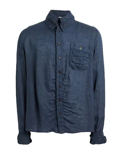 Vivienne Westwood Man Shirt Slate Blue Size L Linen