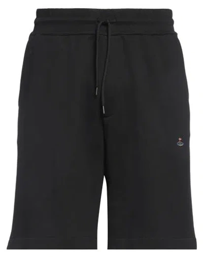 Vivienne Westwood Black Shorts With Drawstring And Logo Embroidery In Cotton Man