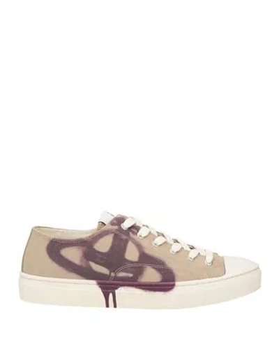 Vivienne Westwood Man Sneakers Khaki Size 8 Recycled Polyester, Recycled Cotton In Sand