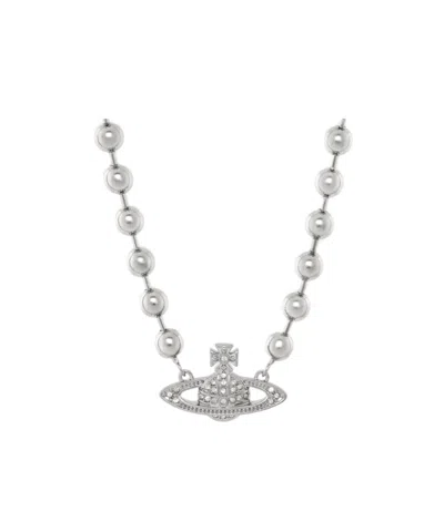 Vivienne Westwood Man. Thames Mini Bas Relief Necklace In Gray