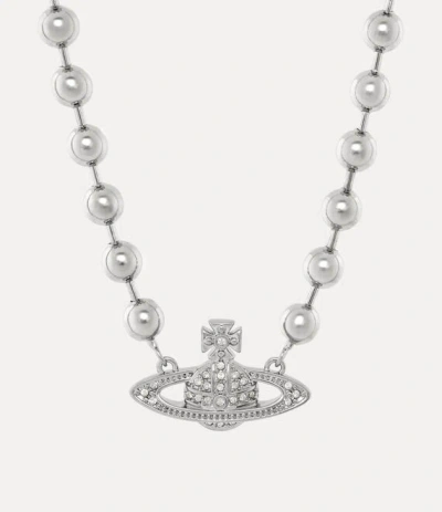 Vivienne Westwood Man. Thames Mini Bas Relief Necklace Silver Cubic Zirconia Men In Metallic