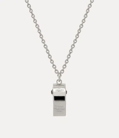 Vivienne Westwood Man. Whistle Pendant Necklace Platinum-black-enamel-black-diamond-crystal Platinum-black-enamel-blac