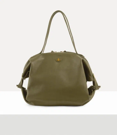 Vivienne Westwood Mara Large Holdall Aniline Leather Khaki In Brown