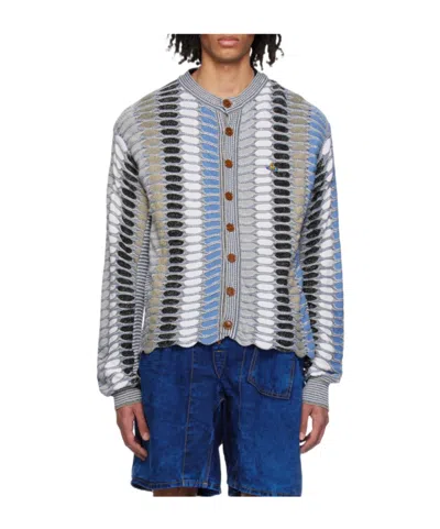 Vivienne Westwood Marcel Long-sleeved Knitted Cardigan In Gray