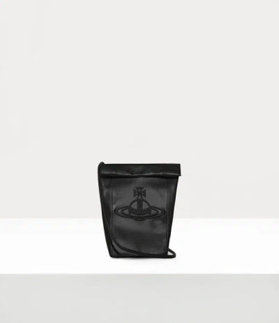 Vivienne Westwood Maria Crossbody Pouch Aluminium Leather Black