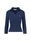 Vivienne Westwood Ribbed Collared Top Short Sleeves In Blue