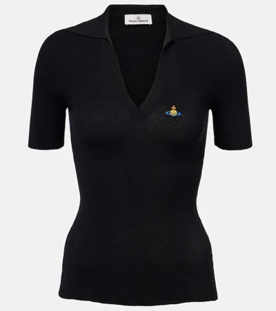 Vivienne Westwood Marina Cotton Polo Shirt In Black