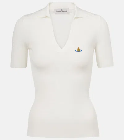 Vivienne Westwood Marina Cotton Polo Shirt In White