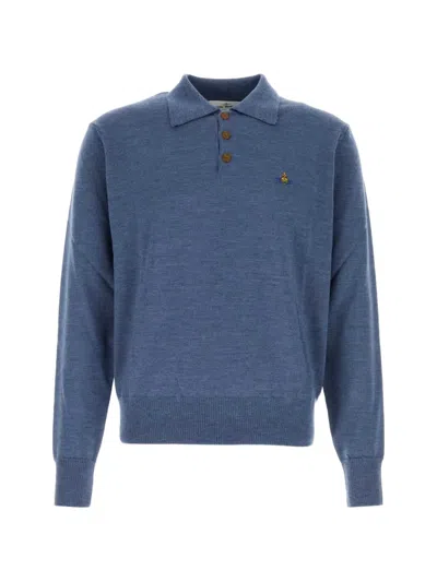 Vivienne Westwood Mark Long-sleeve Polo Shirt In Blue
