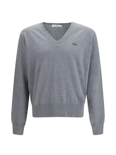 Vivienne Westwood Mark Orb-embroidered Sweater In Gray