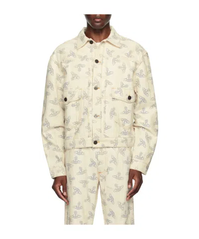 Vivienne Westwood Off-white Marlene Denim Jacket In Aw24-off White/orbs