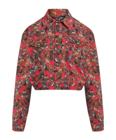 Vivienne Westwood Marlene Orb Logo-print Jacket In Brown