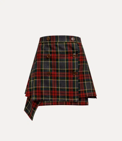 VIVIENNE WESTWOOD MARTA KILT SCARLET TARTAN RED-GREEN 42 WOMEN