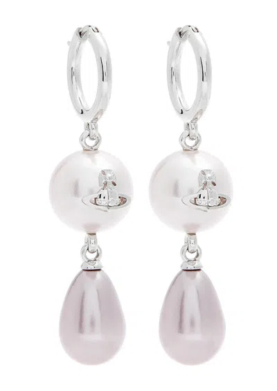 Vivienne Westwood Martha Faux Pearl-embellished Drop Earrings In Silver