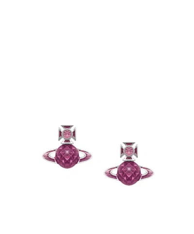 Vivienne Westwood Mashita Bas Relief Crystal Earrings In Purple
