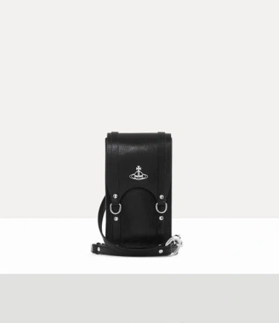 Vivienne Westwood Max Mini Crossbody Shiny Veget Tanned Black