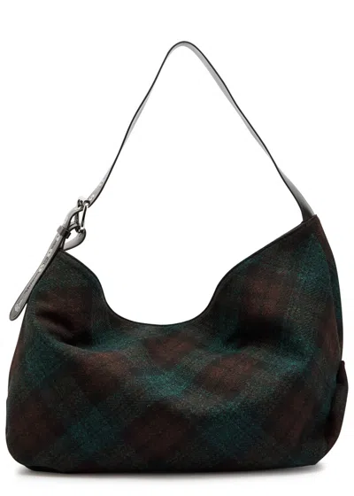 Vivienne Westwood Maxime Large Plaid Tweed Shoulder Bag In Green
