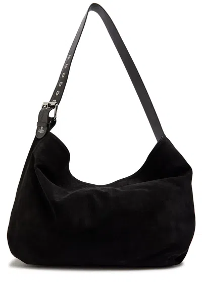 Vivienne Westwood Maxime Large Suede Shoulder Bag In Black