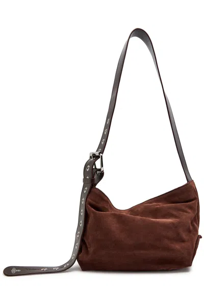 Vivienne Westwood Maxime Small Suede Cross-body Bag In Brown