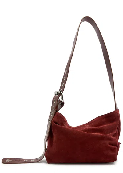 Vivienne Westwood Maxime Small Suede Cross-body Bag In Burgundy