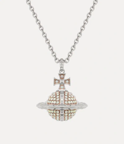 Vivienne Westwood Mayfair Large Orb Pendant Necklace -rhodium-pink-gold-crystal-ab-crystal -rhodium-pink-gold-crystal- In Brown