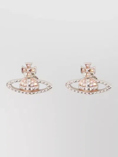 Vivienne Westwood Mayfair Orb Metal Relief Brass Earrings In Silver