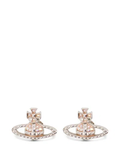 Vivienne Westwood Mayfair Orb Metal Relief Brass Earrings In Silver