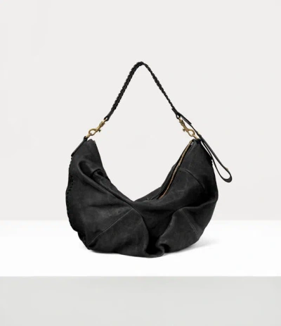 Vivienne Westwood Medium Agnes Shoulder Bag Washed Leather Black