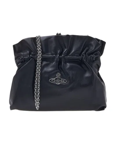 Vivienne Westwood Medium Eva Leather Clutch Bag In Black