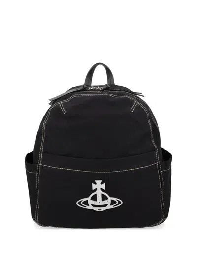 Vivienne Westwood Medium George Orb-plaque Contrast-stitch Backpack In Black