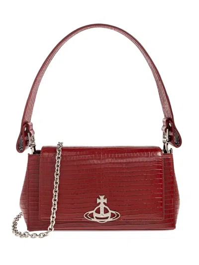 Vivienne Westwood Medium Hazel Croc-embossed Shoulder Bag In Red