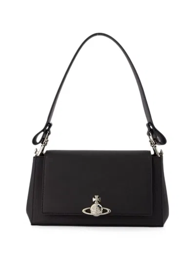 Vivienne Westwood Medium Hazel Grained Leather Tote Bag In Black