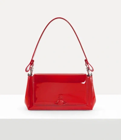 Vivienne Westwood Medium Hazel Handbag Timeless Bag Red Patent Leather Bag With Magnetic Fastening And Iconic Three-di