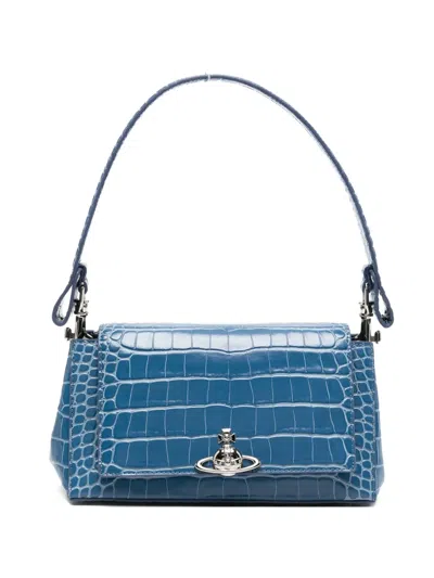 Vivienne Westwood Medium Hazel Leather Shoulder Bag In Blue
