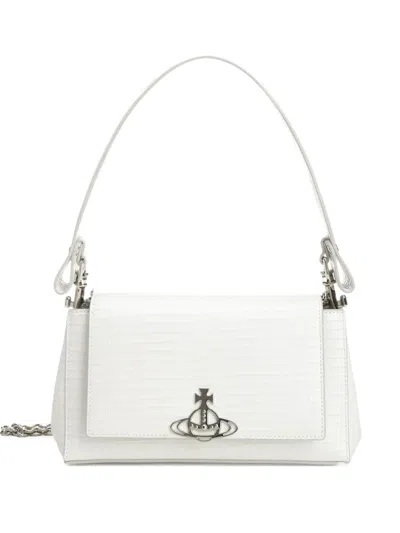 Vivienne Westwood Medium Hazel Leather Shoulder Bag In White