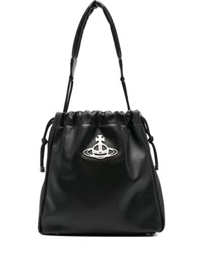 Vivienne Westwood Medium Hilary Orb-embellished Bucket Bag In Black