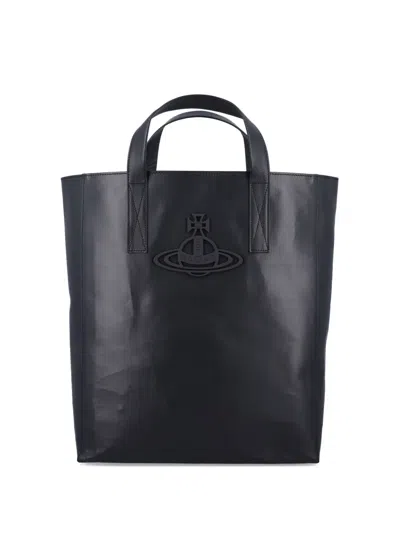 Vivienne Westwood Medium Sarah Structured Tote Bag In Blue