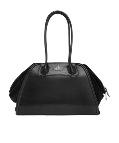 Vivienne Westwood Medium Shirley Curved Top-handle Tote Bag In Black