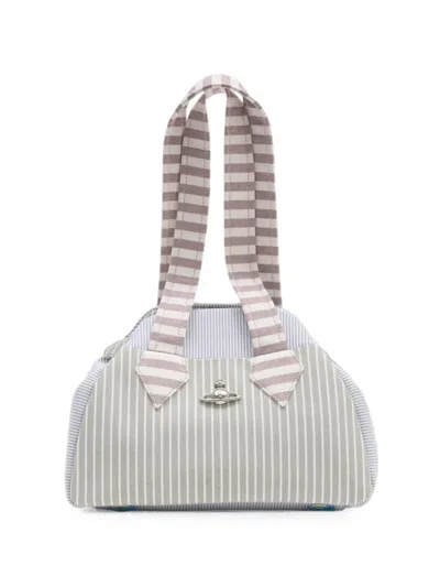 Vivienne Westwood Medium Yasmine Archive Striped Tote Bag In 그레이