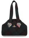 Vivienne Westwood Logo Embroidered Checked Handbag In Black