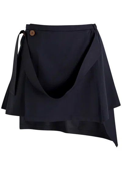 Vivienne Westwood Meghan Draped Wool Mini Wrap Skirt In Navy